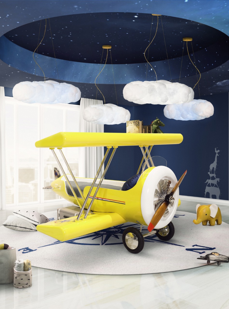Children's bedroom featuring the Sky One Plane Bed by Circu